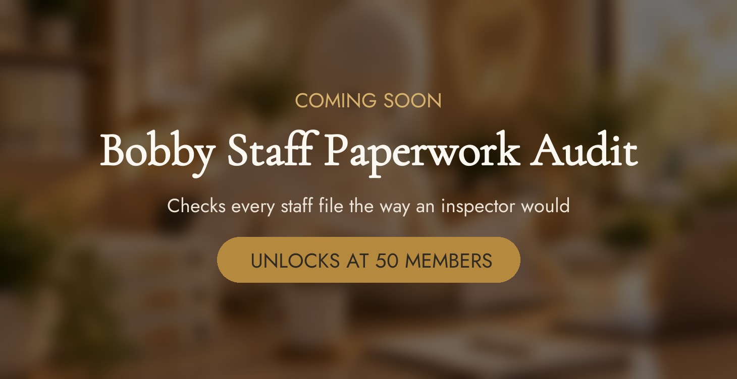 Staff Paperwork Audit, unlocks at 50 members